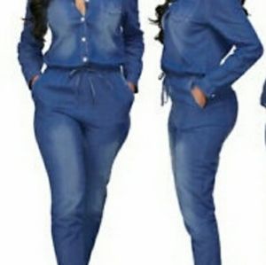 Long sleeve chambray jumpers/ overall/ jumpsuit